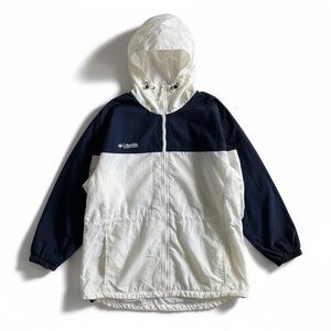 Columbia Vintage Windbreaker Hooded Sailing Jacket Nautical Preppy Navy White M